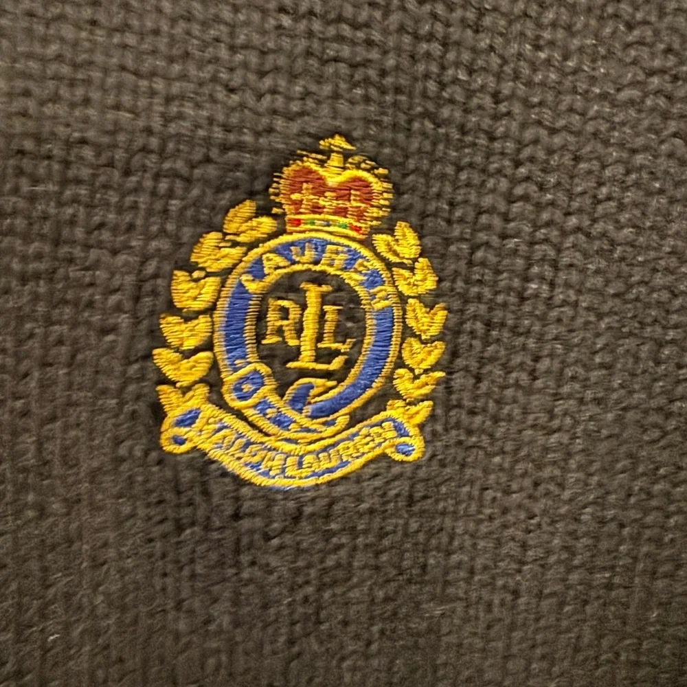 Ralph Lauren Black Zip-Up Hooded Cardigan with Gold Crest - Picture 4 of 4